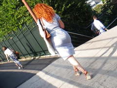 Candid bombshell with hot ass in wedges heels